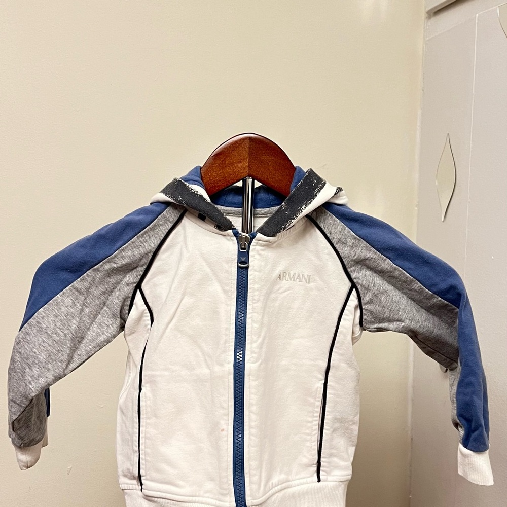 Giorgio Armani Kids Blue and Gray Hoodie